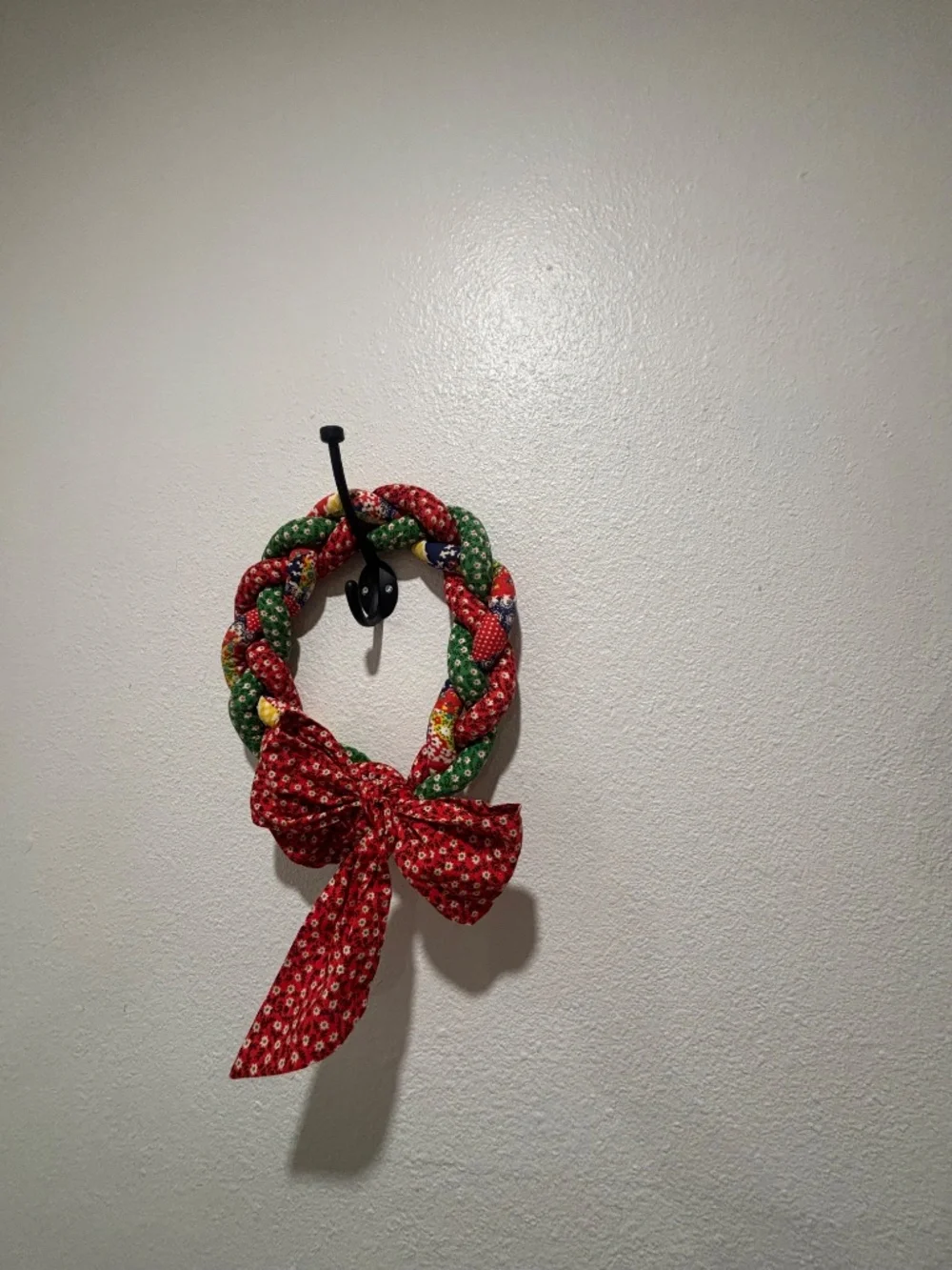 Set of Vintage Large Handmade Quilted Braided Rope Hanging Wreaths w/bow Holiday